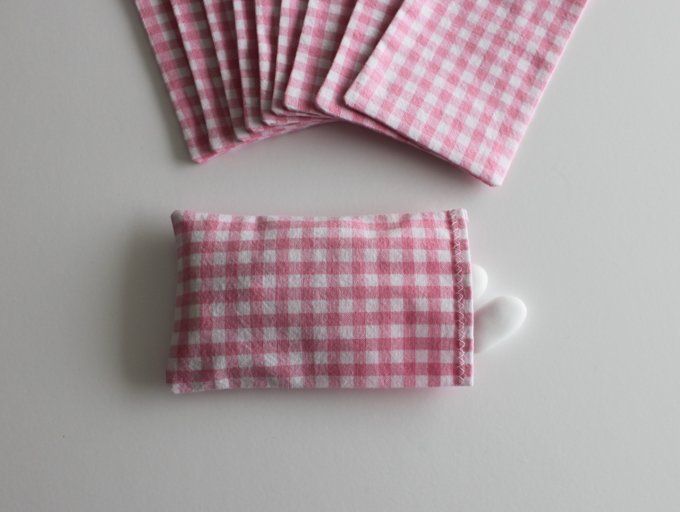 sachet pochon sac dragées  tissu vichy rose clair baptême